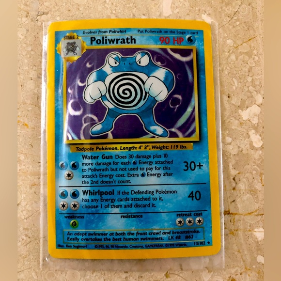1990’s vintage holo Poliwrath Pokémon card 13/102 - Picture 1 of 5